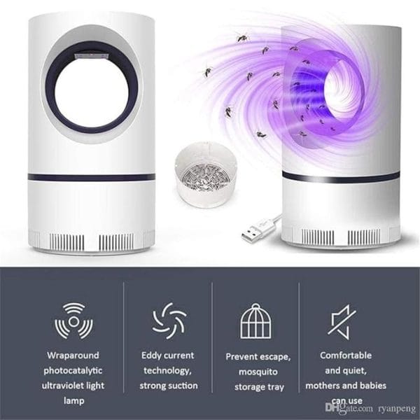Vortex USB Mosquito Lamp Physical Silent Mosquito Killer - White - Image 3